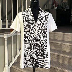 Zenergy White & Black Animal Print Golf Shirt
